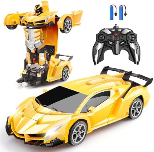 Blackma Remote Control Car Transform Robot RC Cars 2.4Ghz Transform Police Car Toy with LED Lights and One-Button Deformation RC Car Christmas Birthday Gifts for Age 3 4 5 6 7 8 9 Year Old Boys