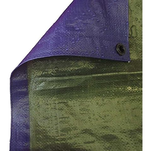 Budget Tarpaulin 110gsm, 7.0m x 5.0m Blue/Olive Green Cover