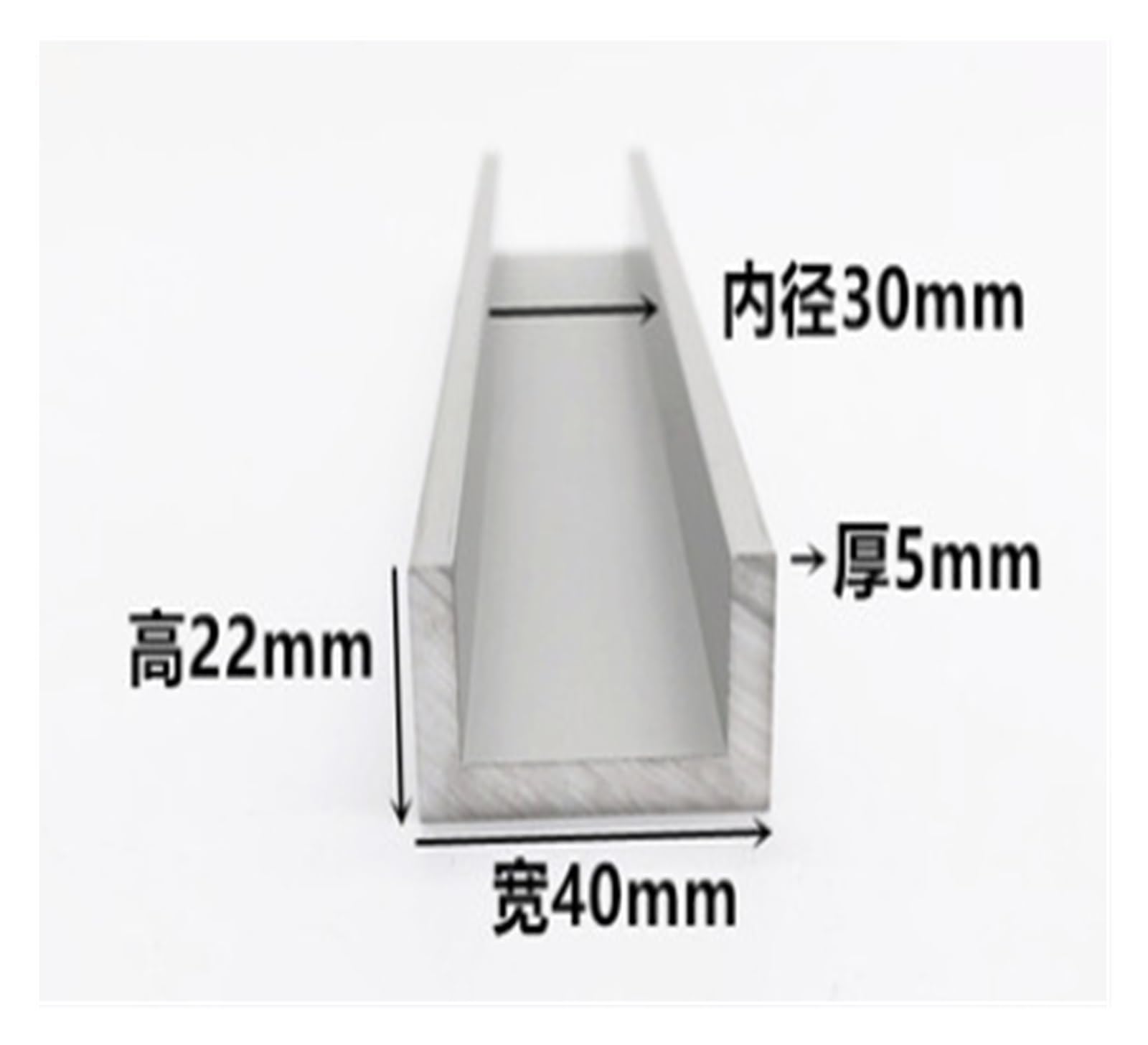 Profilé en U aluminium, largeur extérieure 40 mm, longueur 50 cm, bande de bordure recouverte verre et d'alliage d'aluminium Pour Panneaux De Particules(40mm x 22mm x 5mm)