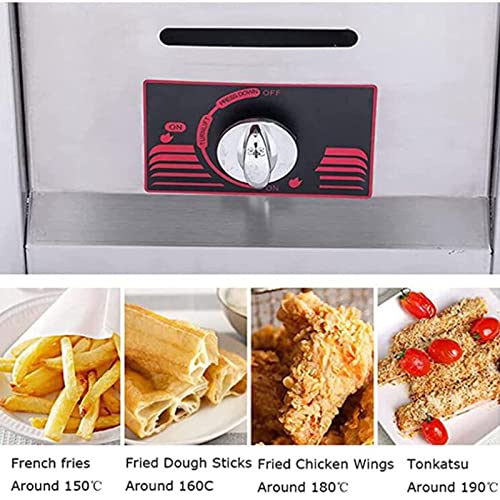 Kommerzielle Fritteuse mit 2 abnehmbaren Körben und Deckel, 20 l Arbeitsplatte aus Edelstahl mit zwei Tanks, für Pommes Frites, Donuts, Zuhause, Küche, Restaurant – Bild 7