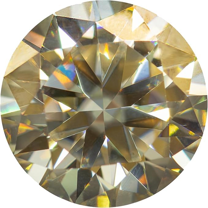 Moissanite ronde VVS1 jaune clair de haute joaillerie entre 1 et 2 cts