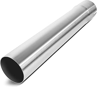DNA MOTORING ZTL-PP-25-0-SS 18 Inch Straight Tube DIY Stainless Steel Exhaust Tubing,2.5" OD,Universal Fit,Polished Finish