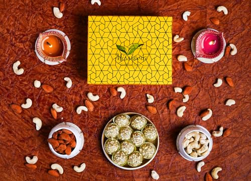 Image of Misstevia Sugar Free Sweets Gift Box 125g | Cashew Almond Dryfruit Laddu| Stevia Sweetened | Low Carb Low Calorie | Sugar Free Mithiai | Healthy Treats for Kids & Diabetics | No added Mawa or peanut powder | Pure Cashew Nut Almond with deshi Ghee Laddoo| Gift for any occassion