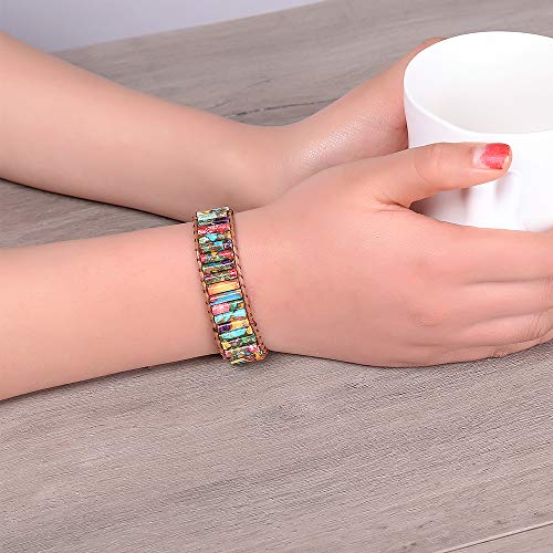Image of Plumiss Women Boho Handmade Natural Stone Crystal Leather Bead Wrap Bracelets Collection