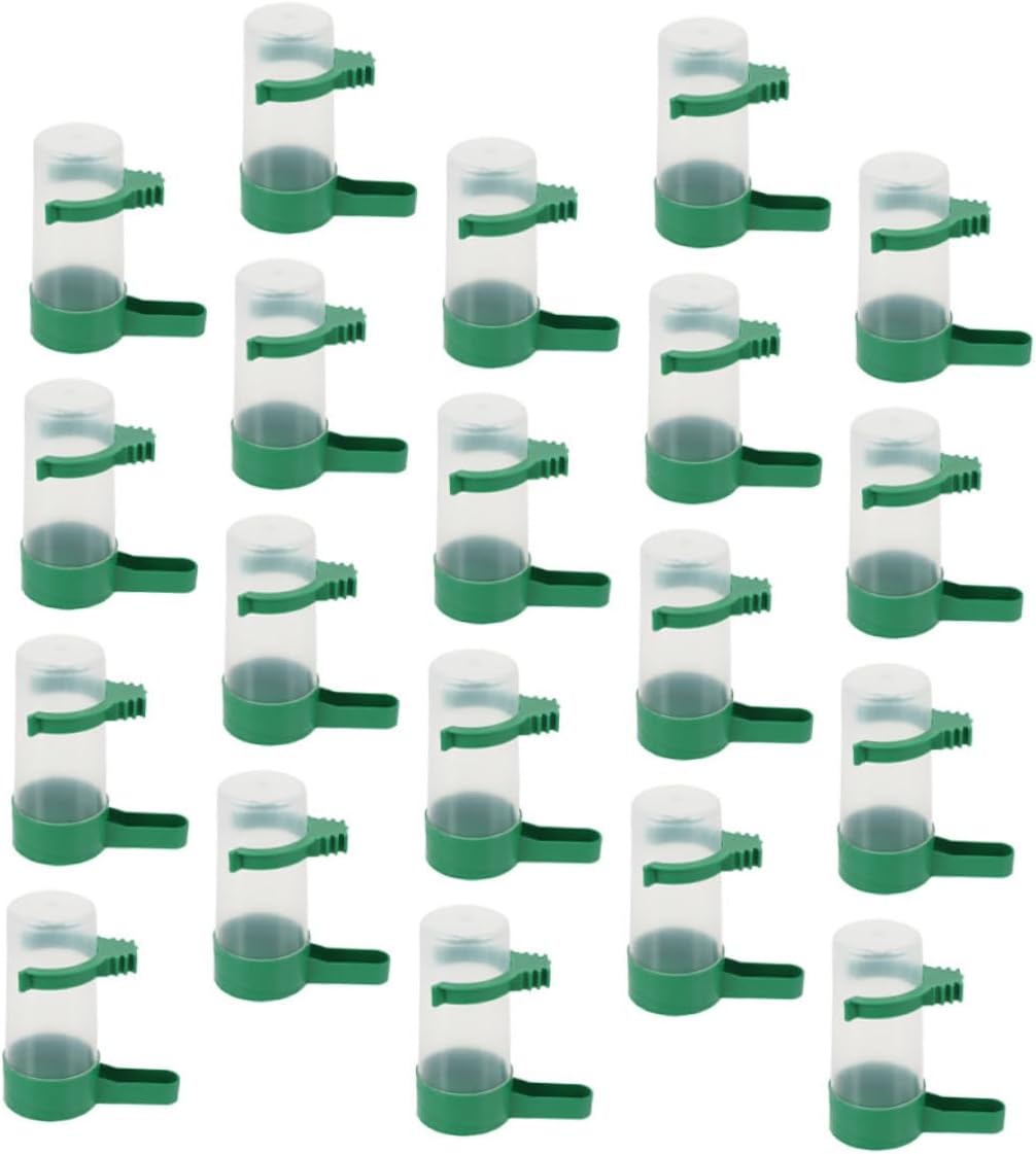 COLLBATH 20pcs Automatic Small Bird Water Dispenser No Spill Design Easy to Clean and Refill Parrot Water Bowl for Parakeets and Cage Birds