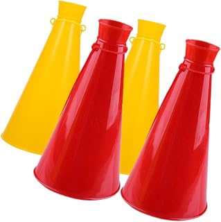 TOYANDONA Megáfonos De Plástico para Animar y Bocinas Deportivas Pequeñas, 4 Piezas Amarillas y Rojas, Cono De Animación Portátil para Eventos Deportivos y Actividades Escolares