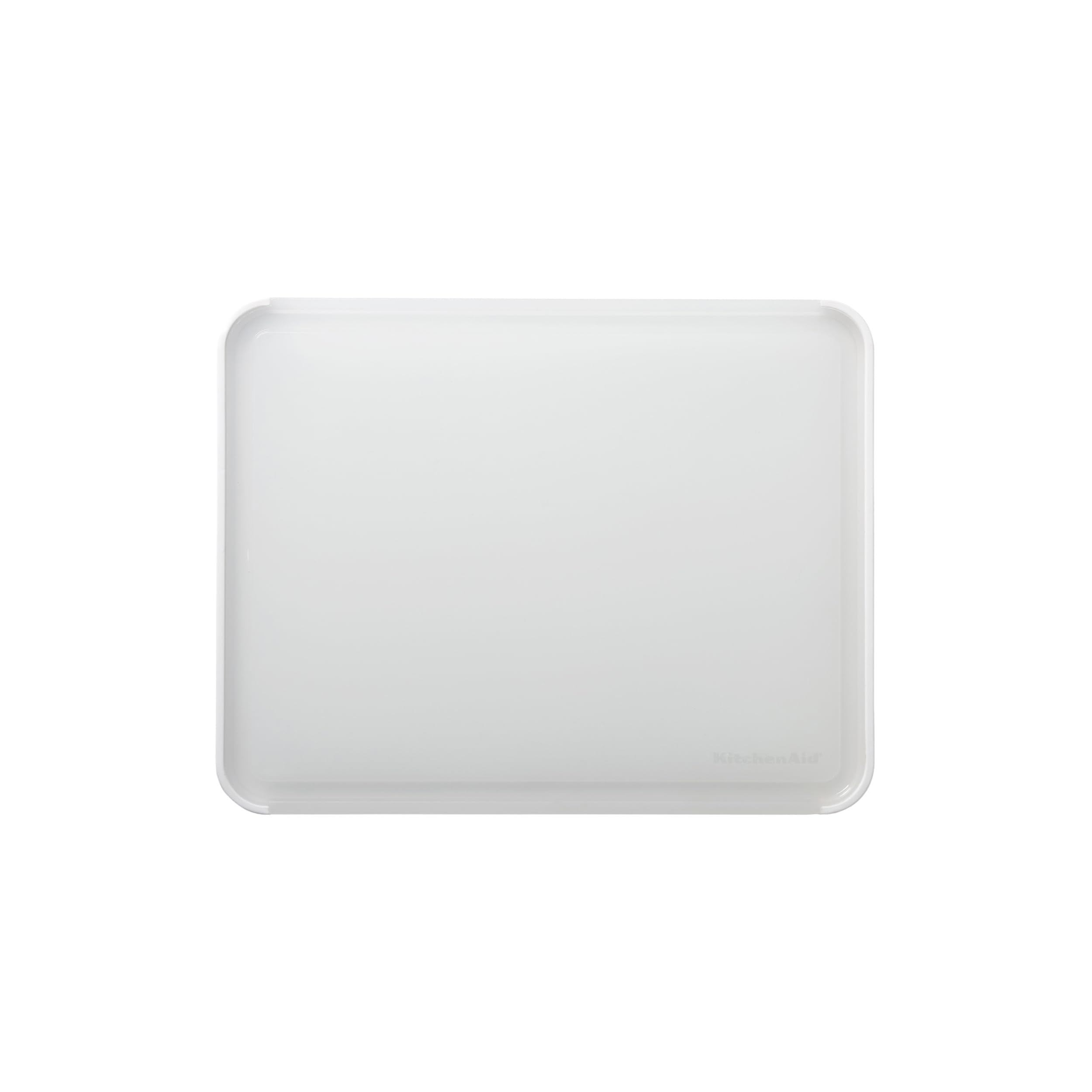 Classic Translucent Cutting Board with Perimeter Trench and Non-slip Trim by KitchenAid – 11"L x 14"W, Plastic, White, Model KE700UOSWHA