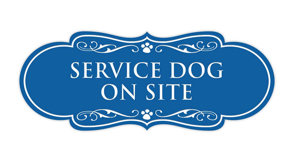 Designer Paws, Service Dog On Site Sign (Blue) - Small 1 Pack
