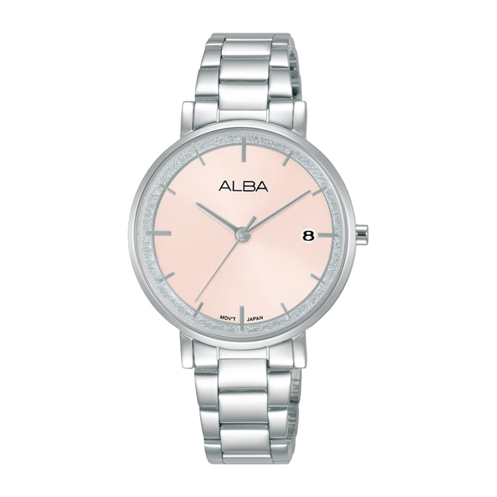 Alba Stainless Steel Women Analog Wristwatch Ag8M77X1, Rose Gold Dial, Silver Band (B0C4Q2SS9F) Amazon Price History, Amazon Price Tracker