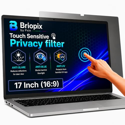Image of Briopix Aura 17 Inch (16:9) | Touch Sensitive Privacy Screen | Anti Blue | Anti Glare | UV Block & BLUVLIGHT Block Layer | Privacy Filter compatible with HP /Dell /Lenovo /Asus /Acer