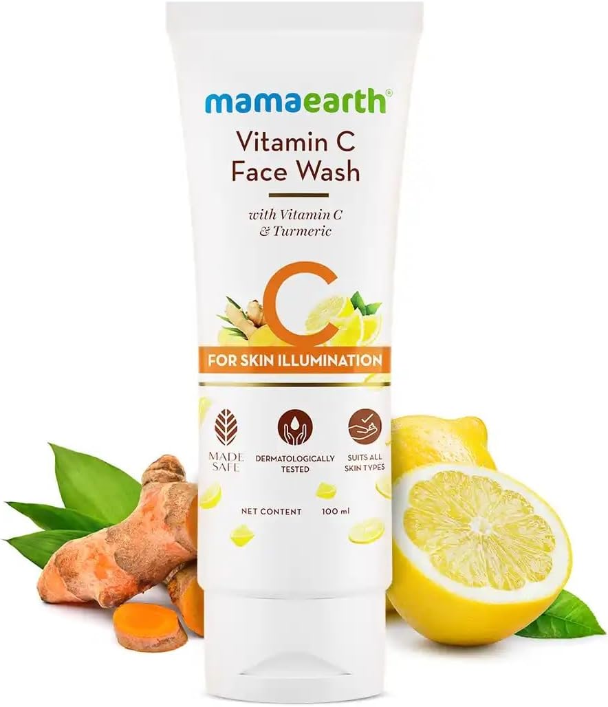 Mamaearth Vitamin C Face Wash for Women & Men | Toxin-Free & Oil-Free Face Wash | For Acne-Prone, Dry & Oily Skin | Illuminates Skin – 100 ml
