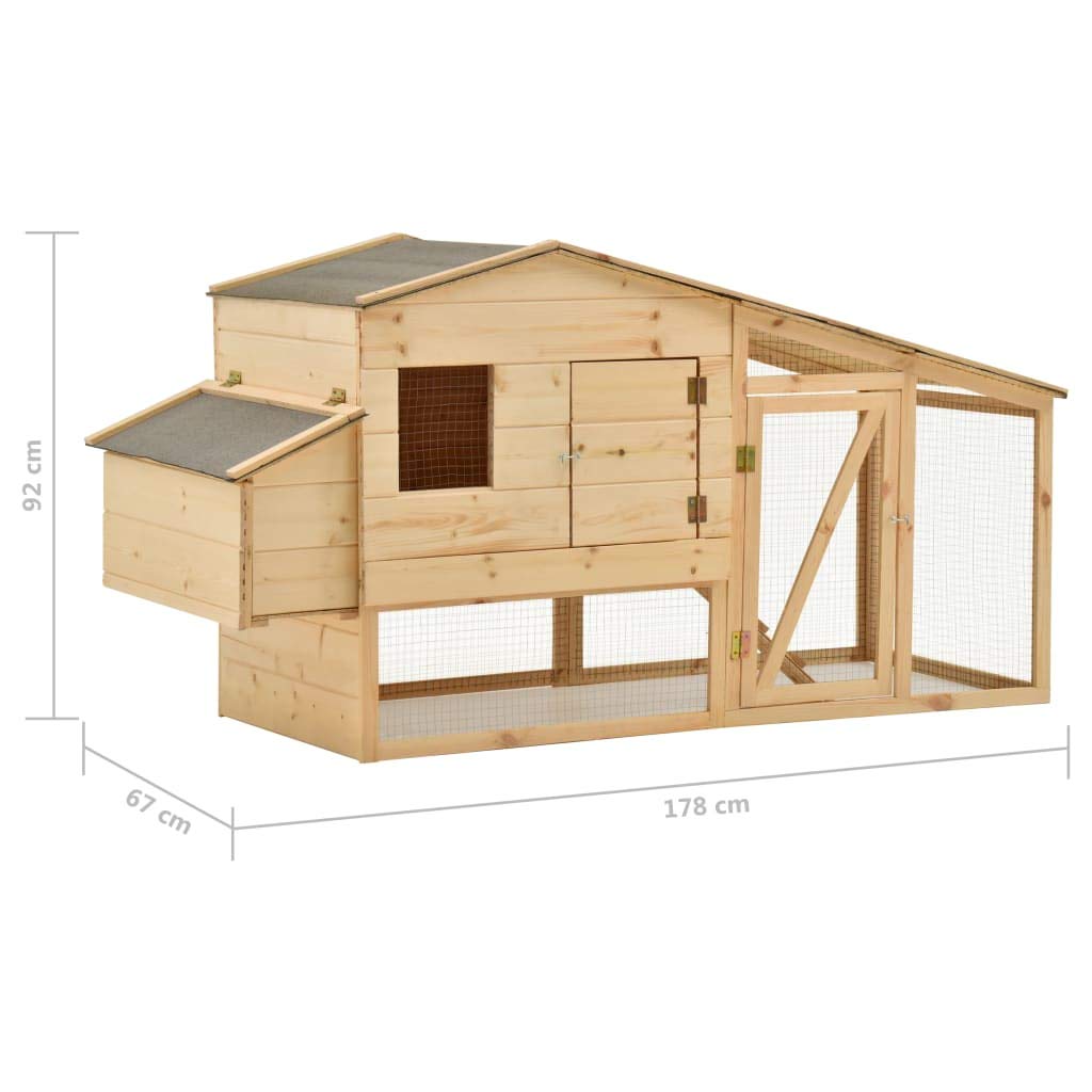 BaraSh Pollaio in Legno Massello di Pino 178x67x92 cm,Pollai e Gabbie,Pollaio,Pollaio per Galline da Esterno