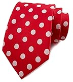 Secdtie Men's Red White Dot Silk Tie Cravat Woven Necktie for Wedding Dress Y008