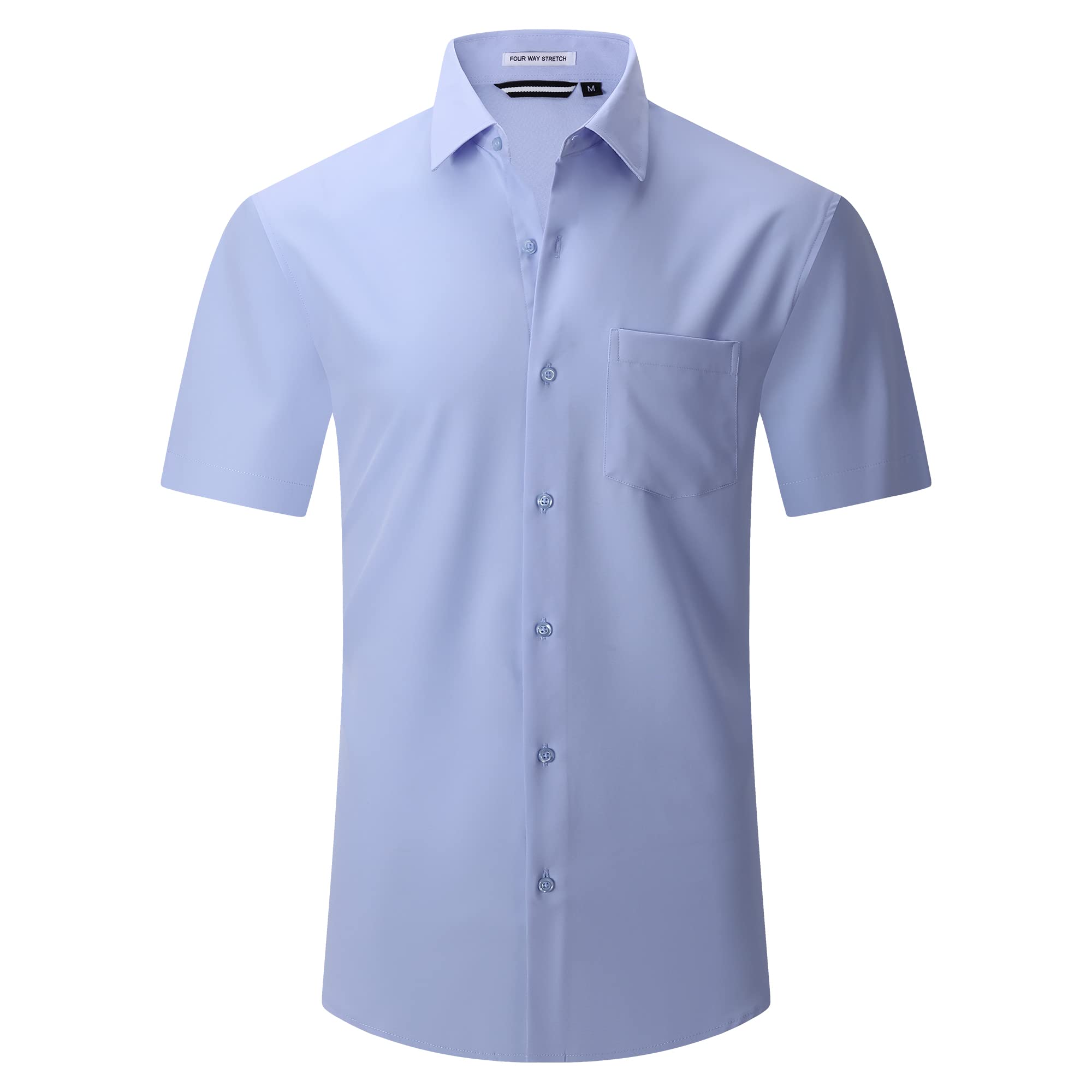 WARHORSEE Mens Dress Shirts Short Sleeve Performance 4-Way Stretch Wrinkle Free Casual Button Down Shirt