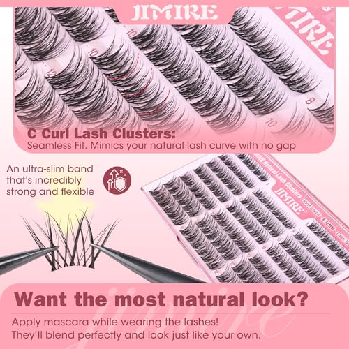 Image of Natural Lash Clusters Wispy 8-12MM Short Eyelash Clusters Wispy Lashes Clusters with Clear Band C-Curly Cluster Eyelash Extensions 120Pcs DIY Lash Extensions at Home by JIMIRE