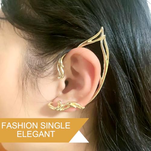 LQIOACU 2 Paar Ear Cuff Elfen Ohrringe für Damen Elfenohren Catwoman Ohrschmuck Elf Ears Elfen Ohren Elfenohren Schmuck für Elben Kostüm Feenkostüme Frauen Cosplay Kostüm (Gold, Silber)