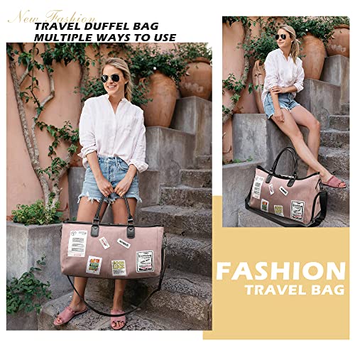 Weekender Bags For Women Tote Gym Travel Duffle Carry On Overnight Bag With Shoes Compartment Wet Pocket And 2 Free Toiletry Bags (Pink) #TOP5