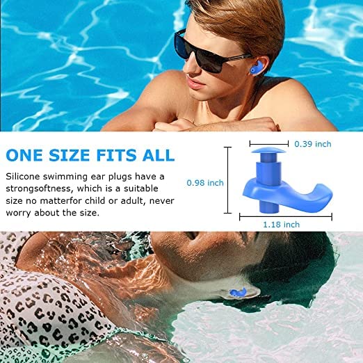 Image of Silicone Swimming Waterproof Soft Ear Plugs Reusable Anti-Noise Dust-Proof Water Diving Sports Earplugs (Blue, One Size)