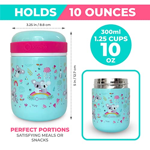 Image of Bento Lunch Box for Kids with Thermo Food Jar for Hot Food Soup, Insulated Lunch Bag and Ice Cold Pack Set, Stainless Steel Lunch Thermal, Container Boxes with 4 Compartments, Koala