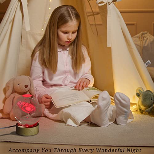 Image of 3D Galaxy Crystal Ball Night Light with Remote Upgraded 3.15 Inch Galaxy Planets Glass Ball Lamps with 16 Color LED Wooden Base for Birthday, Astronomy Space Universe Gifts for Boys Girls