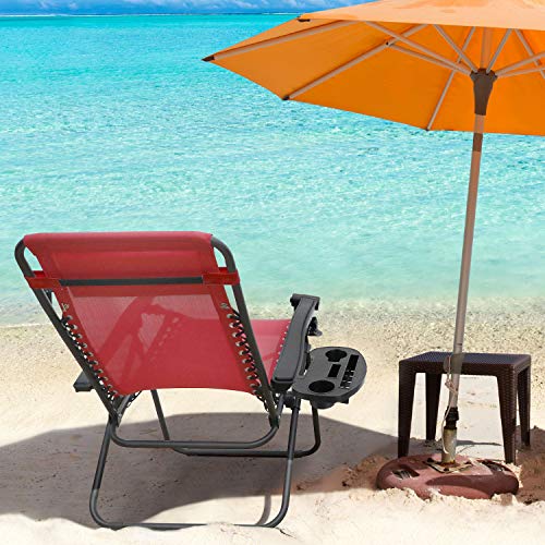 Flamaker Patio Zero Gravity Chair Outdoor Folding Lounge Chair Recliners Adjustable Lawn Lounge Chair With Pillow For Poolside, Yard And Camping (Red) #TOP5