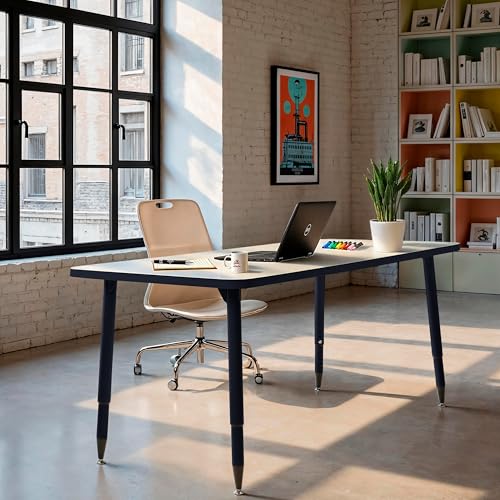 Image of Adapte Commercial Dry-Erase Classroom Activity Table - 30 inch x 60 inch Rectangle Whiteboard, ADA Compliant Tapered Legs, Glides & Casters Adjustable Height 22-34 inch Wheelchair Accessible, School Furniture