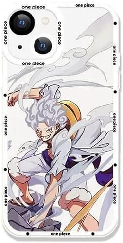 ANYRIX Cool Clear Japanese Anime Case for iPhone,Clear Case with Funny Anime Luffy Gear 5 Episode Luffy Pattern Design Slim Soft Silicone Protection Phone Cover (XR)