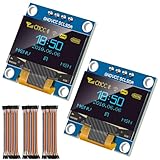 2 Pcs 0.96 Inch OLED I2C IIC Display Module 12864 128x64 Pixel SSD1306 Mini Self-Luminous OLED Screen Board with 120pcs Dupont Wire Compatible with Arduino Raspberry Pi (Blue & Yellow)