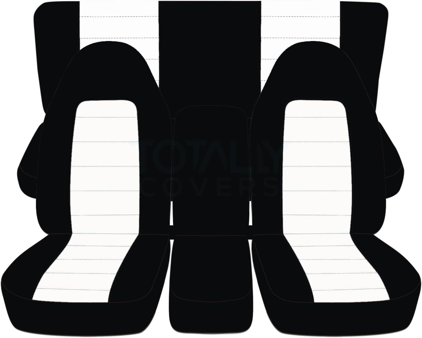Totally Covers Compatible with 1994-2002 (2nd Gen) Dodge Ram Two-Tone Truck Seat Covers (40/20/40 Split Front Bench & Solid Rear) w Center Console - Full Set: Black & White