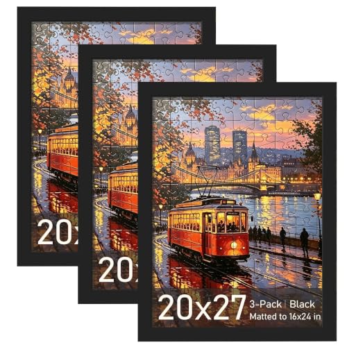 Image of Picrit 20x27 Black Puzzle Frame, Picture Frame for Wall, 3 Pack