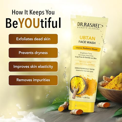 Image of DR.RASHEL Ubtan Face Wash For Men & Women | Concentrate for Deep Cleansing & Clove Purifying Face Wash With Natural Ingredients Suitable For All Skin Oily to Normal | 100ml Each | Pack of 2