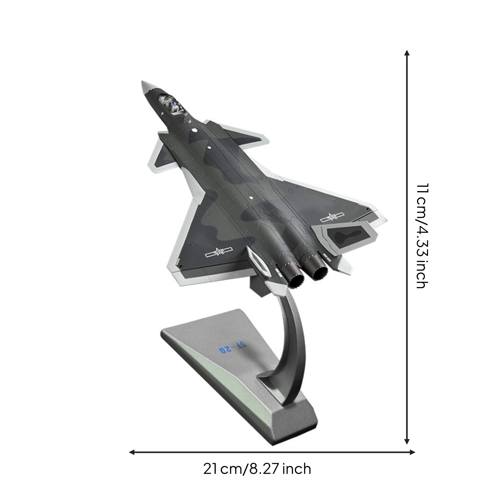 Modellino di J-20 Dettagliato Aereo Giocattolo in Lega Militare Modello in 1:72 per Collezionisti, Ufficio