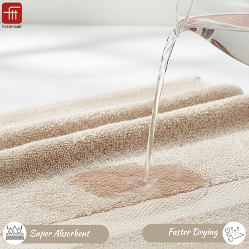 Image of Fash Home 600 GSM Combed Cotton Bath Towel 75x150 cm - Ultra Soft, Quick Dry, Highly Absorbent, Luxury Bathroom Towel, 1 Piece (Beige)