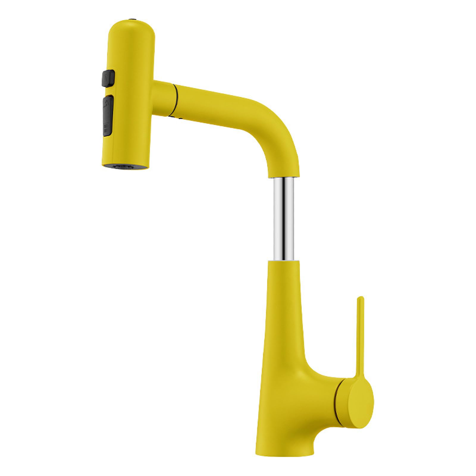 Fanjubei Yellow All-Copper Pull-Out Rotating Hot And Cold Water Faucet,