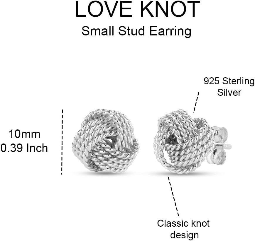 LeCalla 925 Sterling Silver Love-Knot Earring Stud Jewelry Italian Design Lightweight Twisted Love Knot Stud Earrings for Women - Image 3