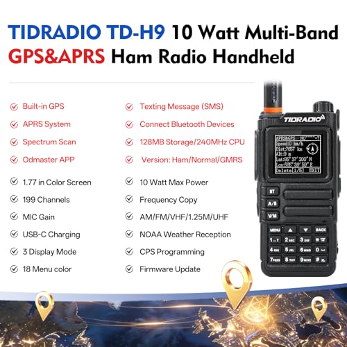 Image of TIDRADIO TD-H9 10Watt GPS&APRS Multi-Band Ham Radio Capable of Bluetooth Connectivity; Wireless Programming; Spectrum Analysis;SMS Message Text; NOAA Weather Receiver Handheld Two Way Radio (Green)