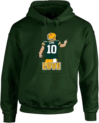 Green Green Bay Jordan Love Love Logo Hooded Sweatshirt