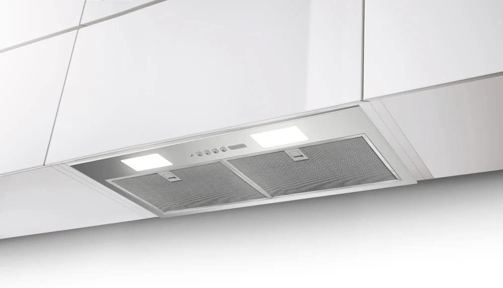 Faber INSP28SS600 28" Inca Smart SS Insert Hood with 600 CFM Class Blower, Electronic Push Buttons, LED Lighting, Easy Snap Mounting Clips, Dishwasher Safer Mesh Filters, in Stainless Steel