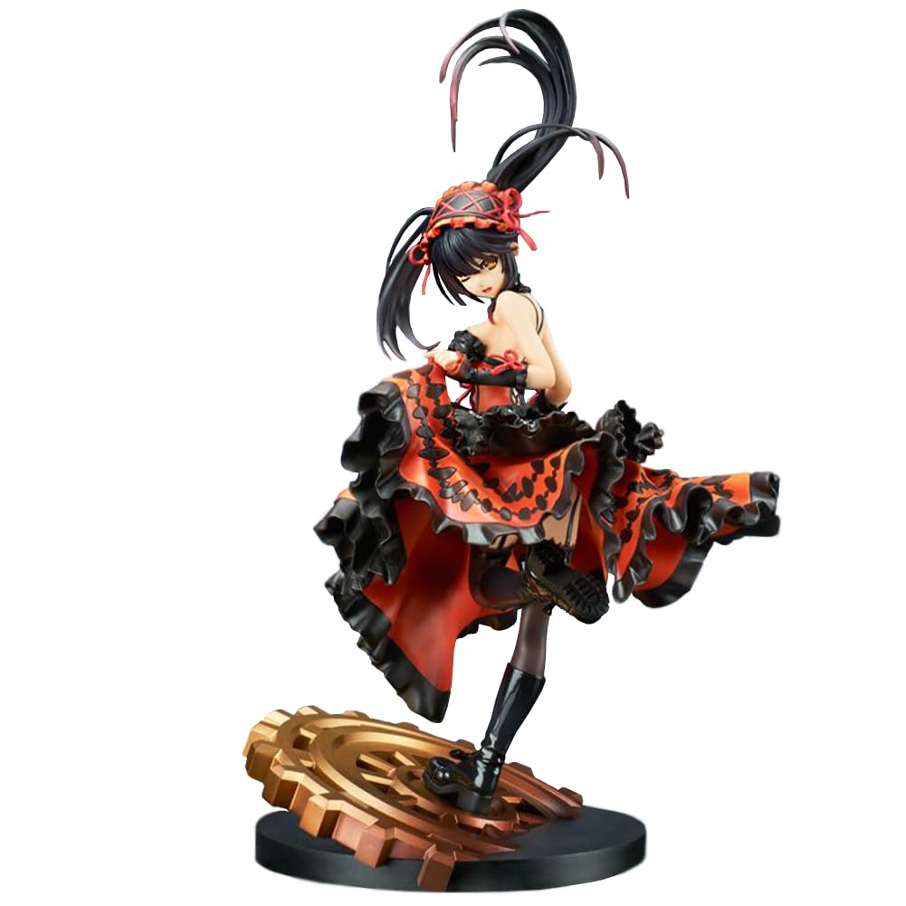 Zhongkaihua Date A Live Anime Figure Kurumi Tokisaki Series Action Figure Statue Kurumi Tokisaki PVC Figurine 28cm Standing Skirt Lift Gear Base Model Desktop Ornaments