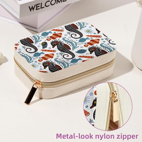 Boîte à bijoux velours anti-nœuds et compacte à motif coquillage
