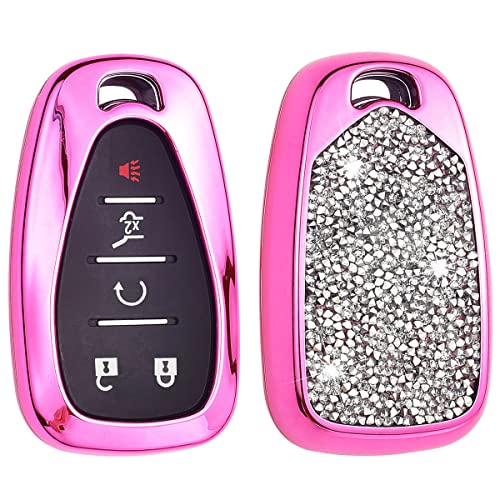 Coque de clé Chevrolet strass rose pour retrouver facilement son boîtier