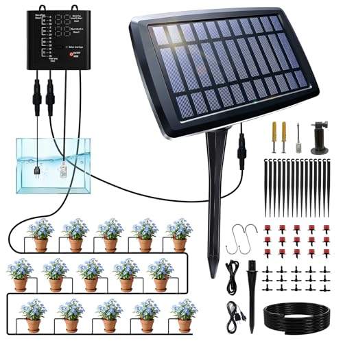 Irrigation System for Garden with Solar Panel, Automatic Drip Irr...