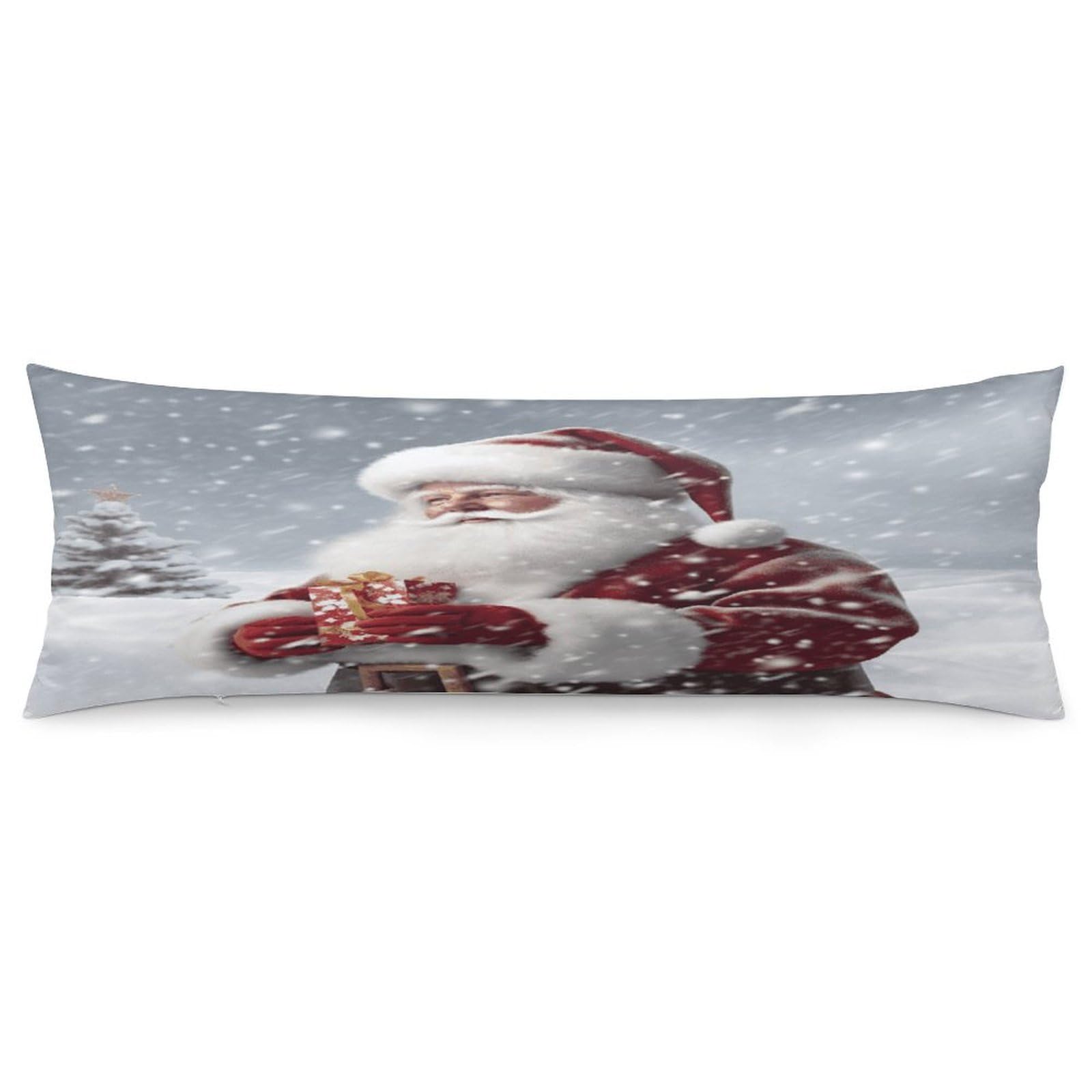 Santa Claus Snow Secenry Pillow Case Soft Breathable Long Pillowcover Pillow Protector Suitable for Sofas Car Chairs and Any Room