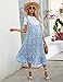 KOJOOIN High Waisted Maternity Midi Skirt Summer Casual Boho Flowy Ruffle Adjustable Suspender Skirt Photoshoot Baby Shower Blue Floral 2XL