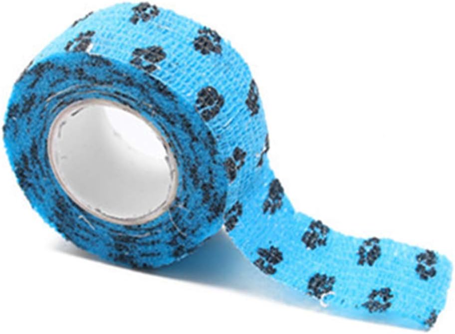 strimusimak Paw Print Self-adhesive Elastic Bandage Breathable Wrap Tape for Pet Dog Cat - Blue XL