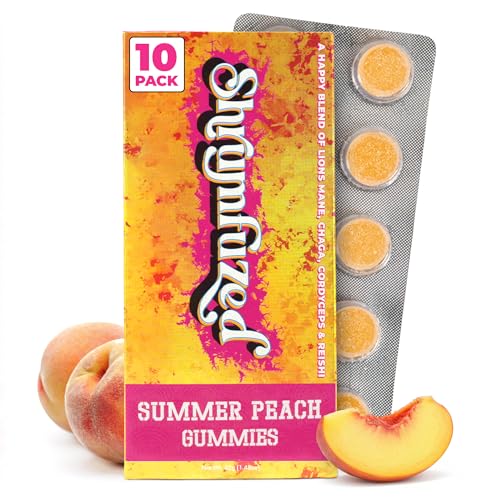 Shrumfuzed Mushroom Gummies | Nootropic Mushroom Supplement with Lions Mane Reishi Cordyceps & Chaga | 10 Count Summer Peach