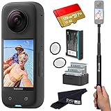 Insta360 X3 - Waterproof 360 Action Camera Bundle Includes Extra Battery, Charger, Invisible Selfie...