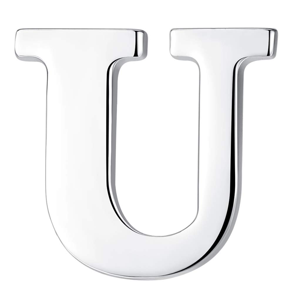 HONEY BEAR Silver Initial Letter Tie Lapel Pin Brooch for Men Women Shirt