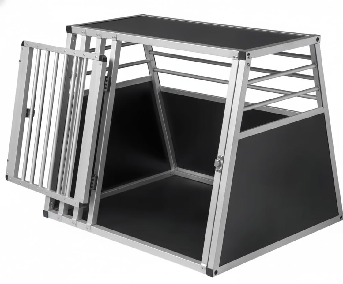 NK Transportín Perro Coche - Jaula para Perro con con Puerta y Cerradura, Ligera y Resistente, Diseño Compacto, Montaje Rápido y Sencillo, Fácil de Limpiar, Espacioso y Cómodo, Tamaño M