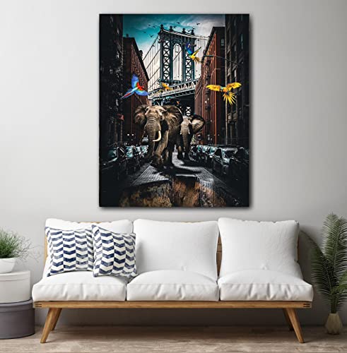Éléphant à Brooklyn impression d'art premium sur papier mat epais